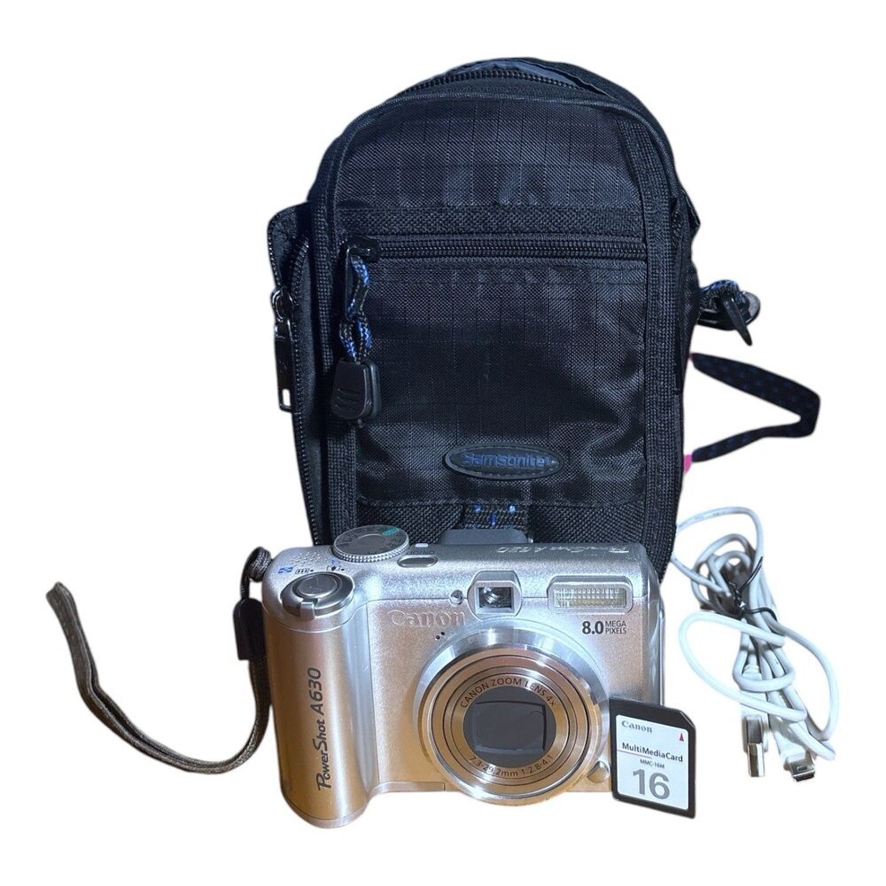 Canon PowerShot A630 8MP 4x Zoom Flip Screen Camera W/ Accessories Works!